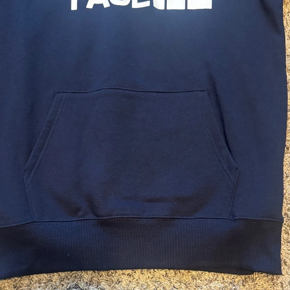 The North Face Men's Navy Crewneck Hoodie with White Logo
